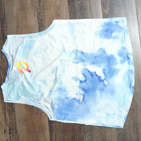 Peloton x Spiritual Gangster Tie-Dye Workout Tank Top White/Blue Size Large - Picture 4 of 7